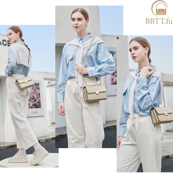 Square Shoulder Bags for Women Chain Strap Crossbody Bag Medium Leather Evening - Picture 2 of 8